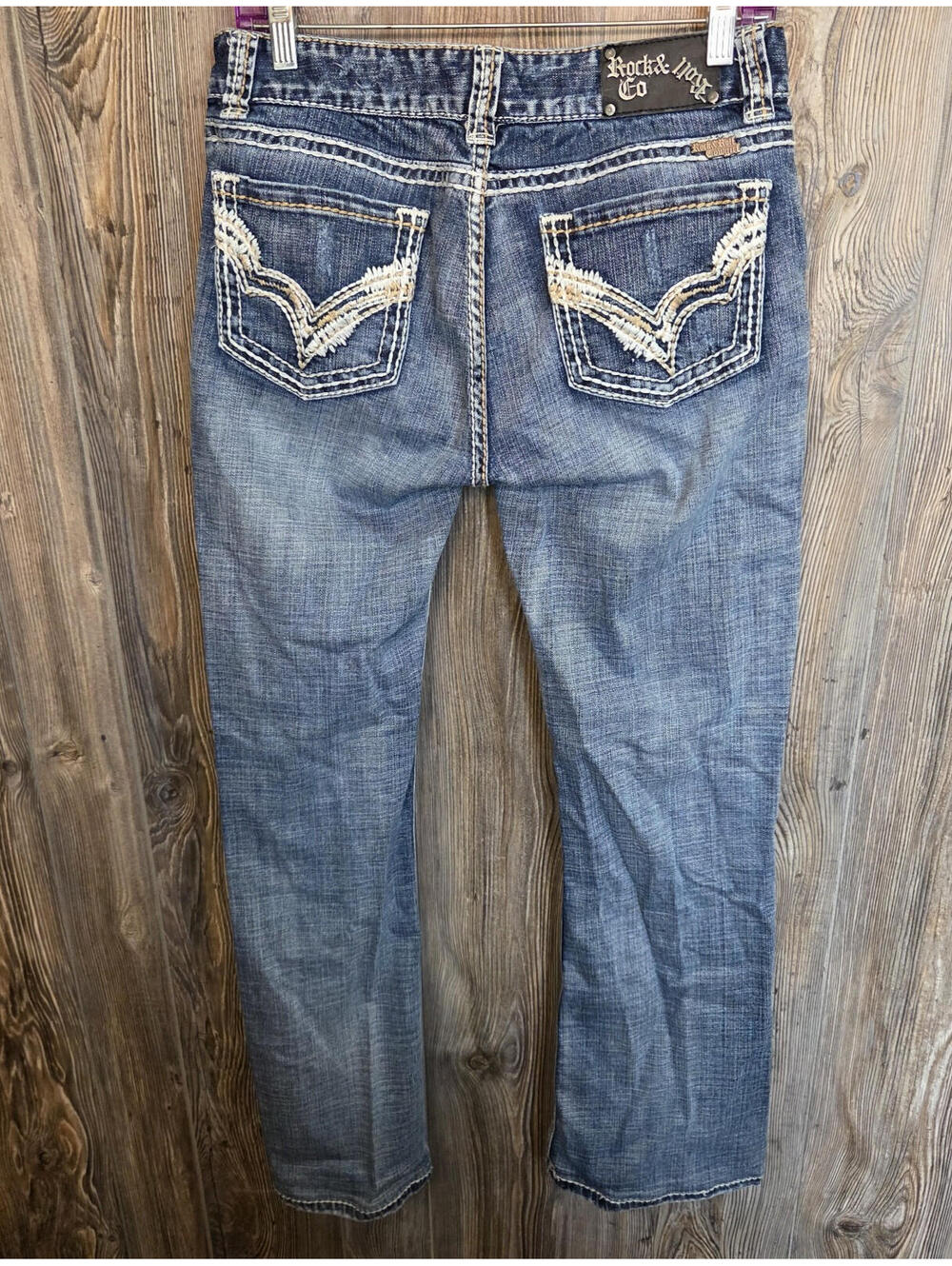Rock & Roll Cowgirl Denim Blue Jeans Women Size 30x34 Mid-Rise Boot Cut Western